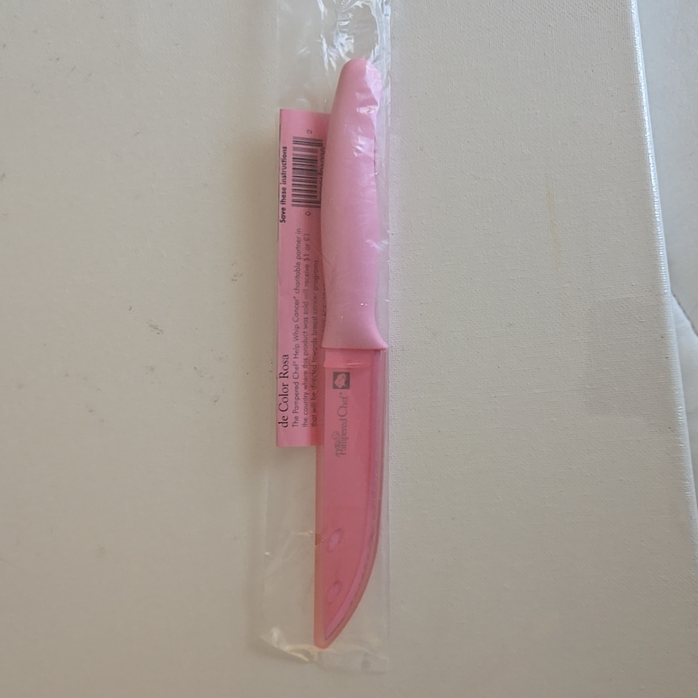 Pampered Chef Pink Colour Coated Tomato Knife New